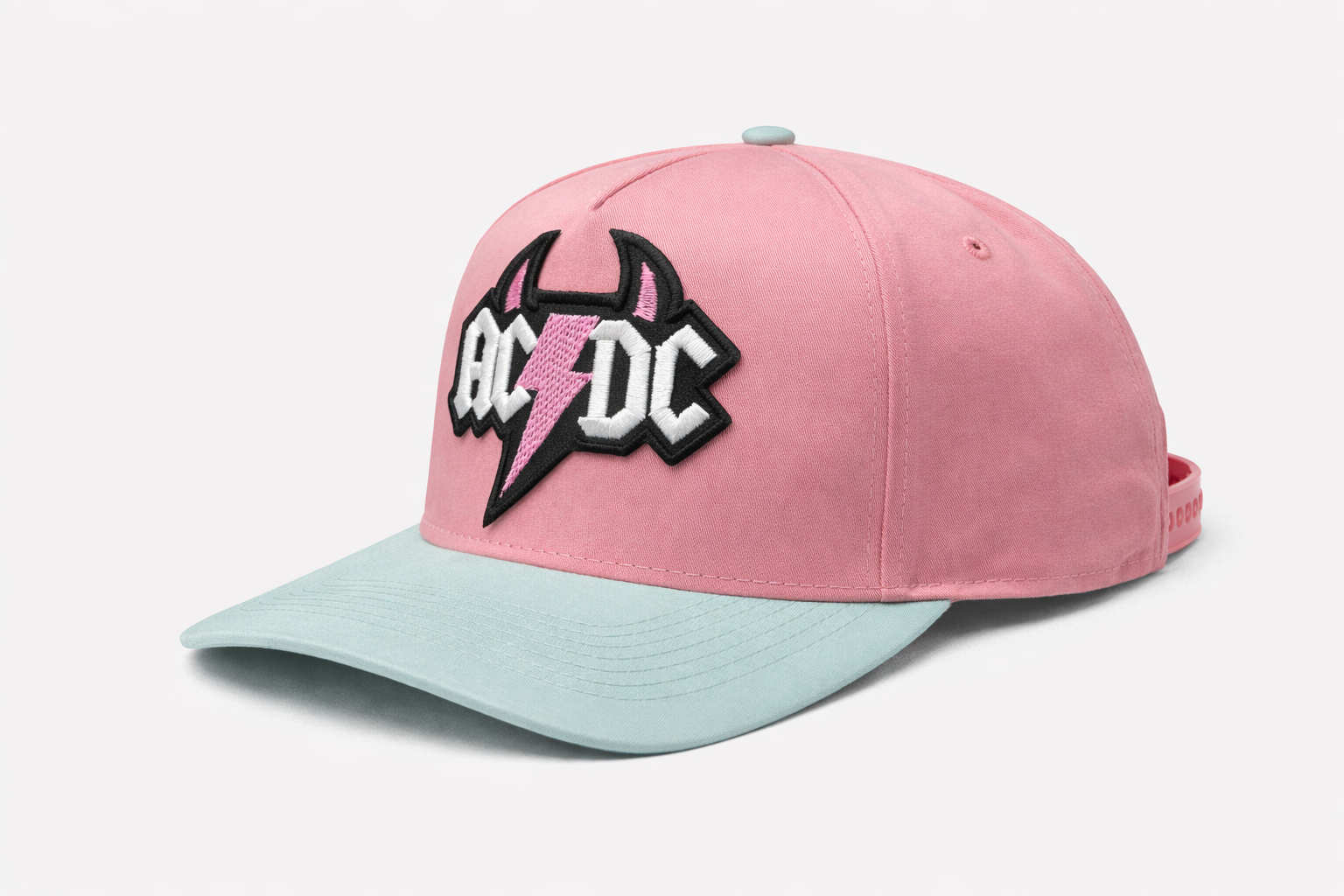 AC⚡DC Pastel Devil Bolt SnapBack – Pink & Mint Edition