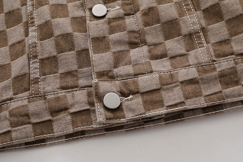 Men's & Women's Matching Checked Jean Jacket for acting/filming.