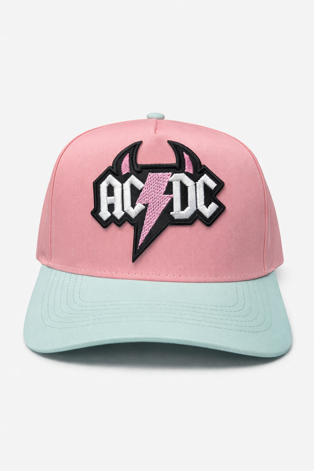 AC⚡DC Pastel Devil Bolt SnapBack – Pink & Mint Edition