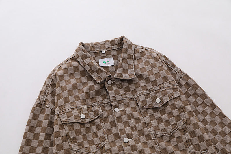 Men's & Women's Matching Checked Jean Jacket for acting/filming.