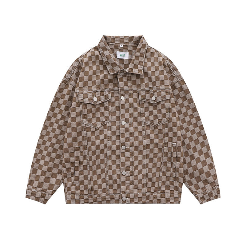 Men's & Women's Matching Checked Jean Jacket for acting/filming.