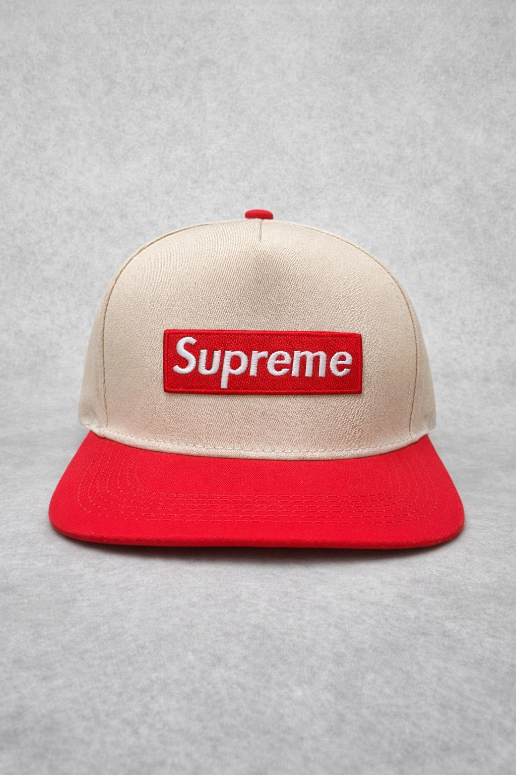 Supreme Box Logo SnapBack – Cream & Red Classic Fit