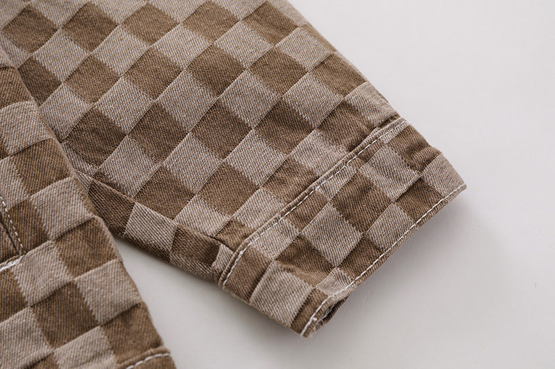 Men's & Women's Matching Checked Jean Jacket for acting/filming.