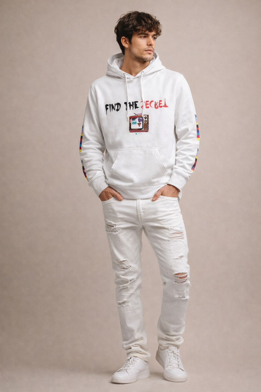 MND+Ctrl “Find The Secret” Graphic Hoodie – Premium Rebel Streetwear Pullover (White)
