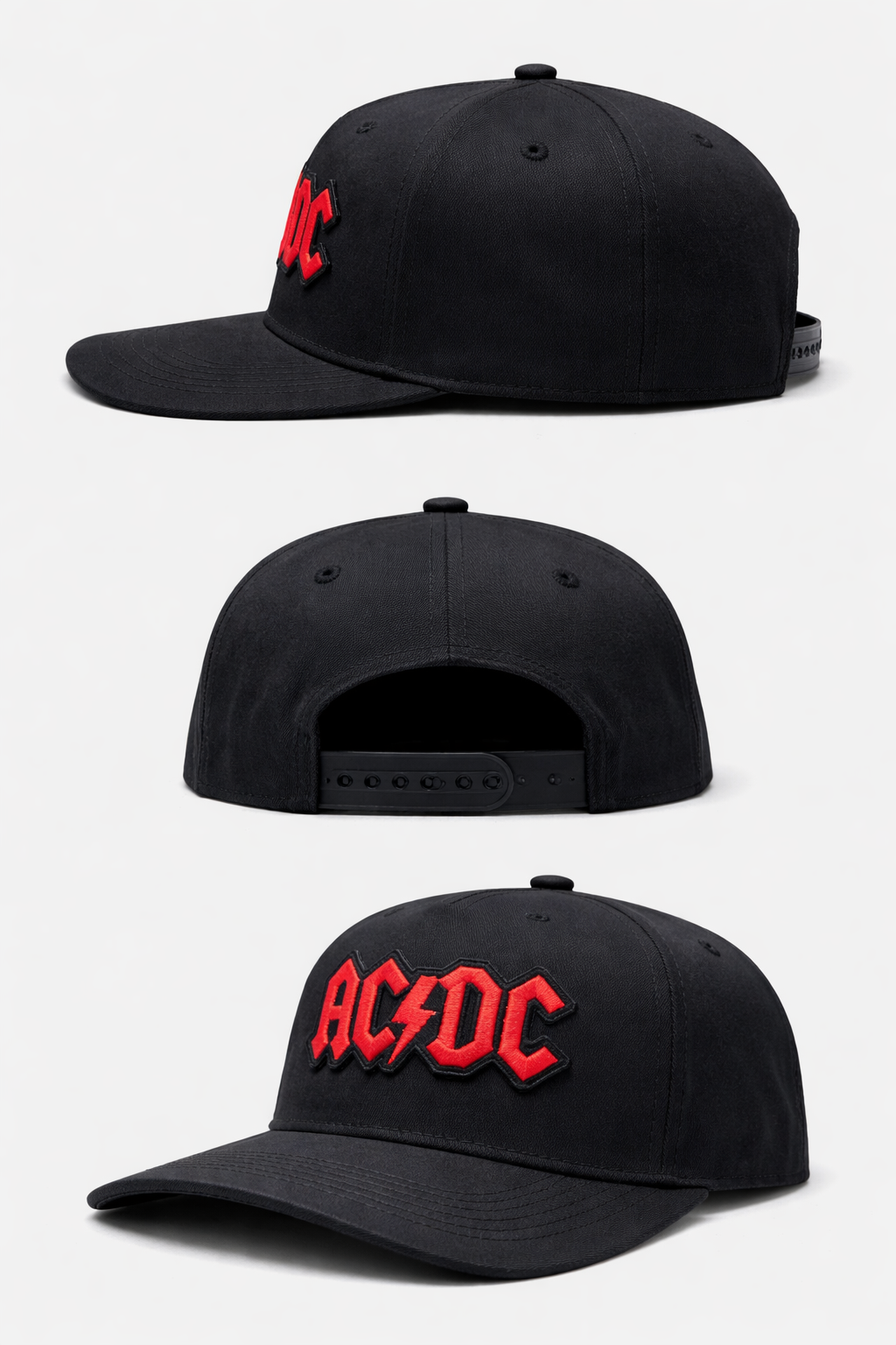 AC⚡DC Classic Rock Snapback – Black & Red Embroidered Cap