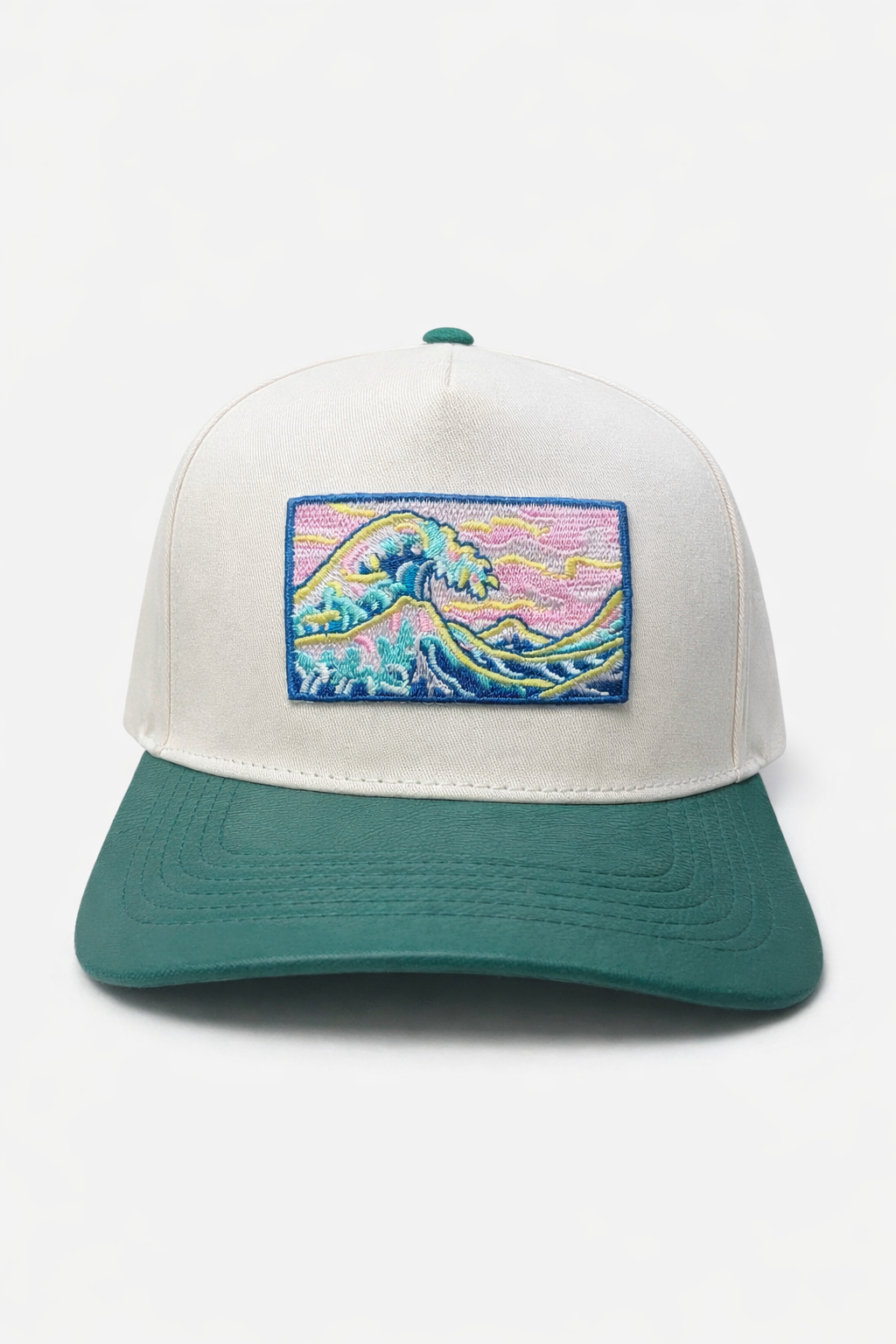 Ocean Wave Patch SnapBack – Cream & Sea Green
