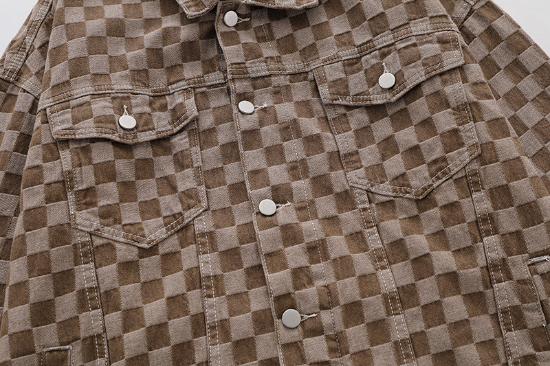 Men's & Women's Matching Checked Jean Jacket for acting/filming.