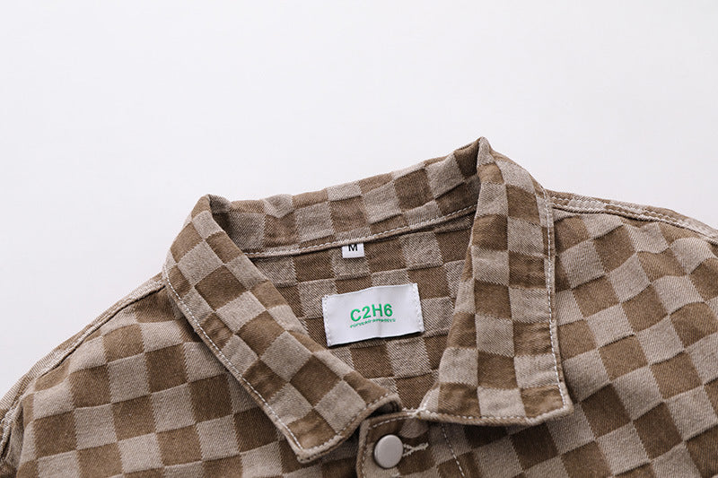 Men's & Women's Matching Checked Jean Jacket for acting/filming.